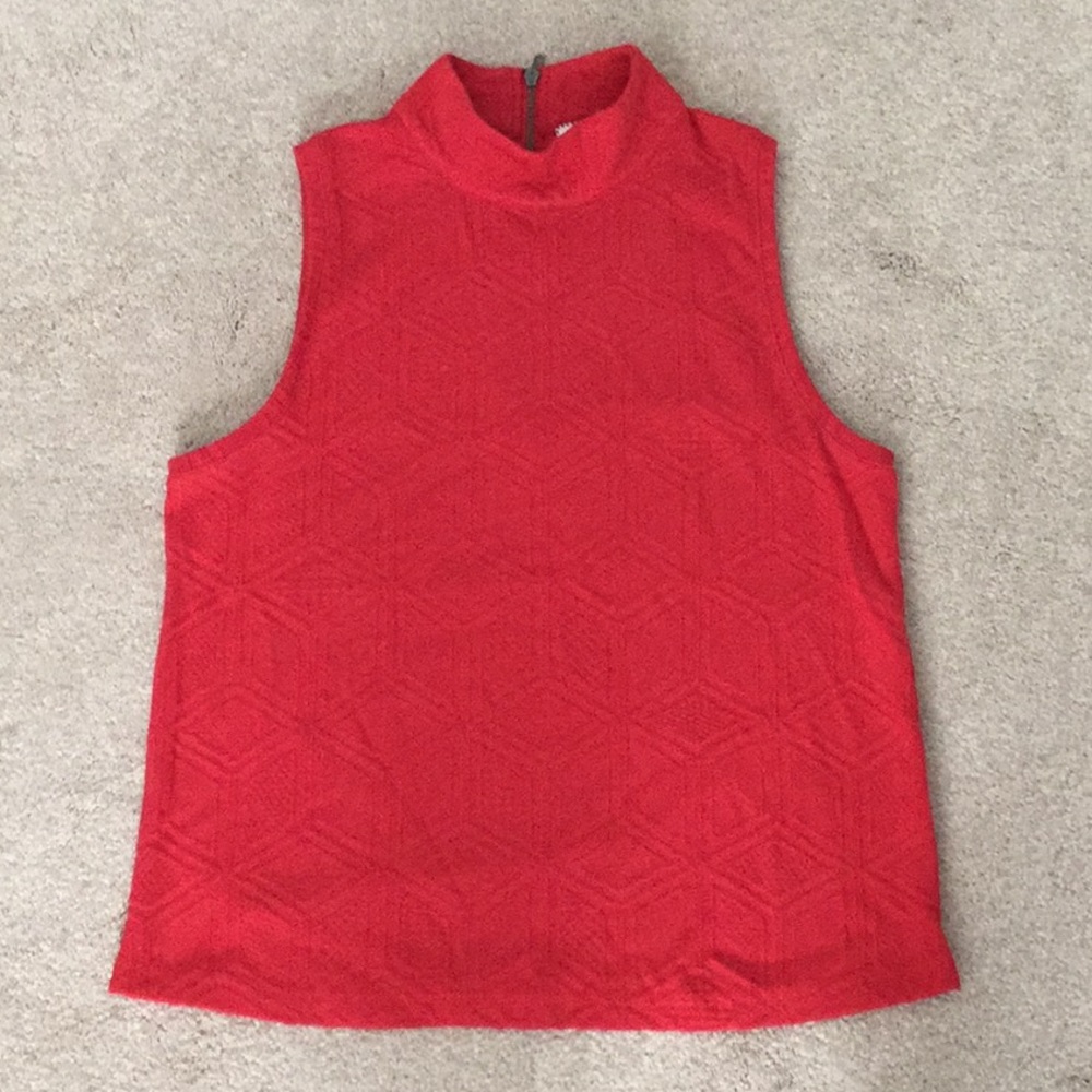 Red High Neck Sleeveless Shirt